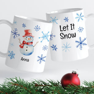 Mug Noël Snowman Laisser neiger Blue Snowflakes