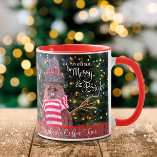 Mug Noël Sois Joyeux et brillant Russe Snowman Nom