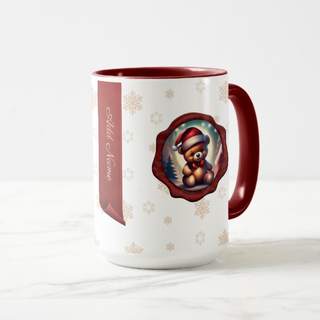 Mug Noël Teddy Startree Bannière personnalisée Blanc (Devant droit)