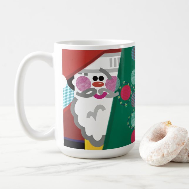 Mug Noël tourne autour d'un boug d'art moderne Abstrai (Avec donut)