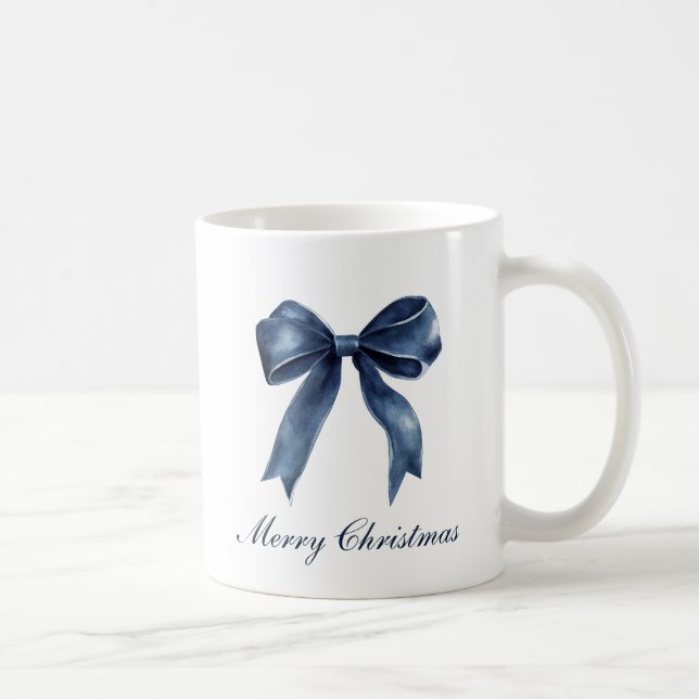 Mug Noël Traditionnel Nœud Bleu  (Droite)