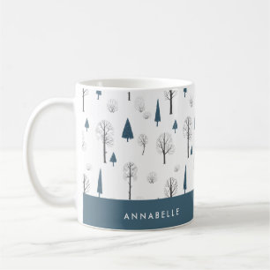 Mug Noël traditionnel Russe Forêt d'hiver bleu