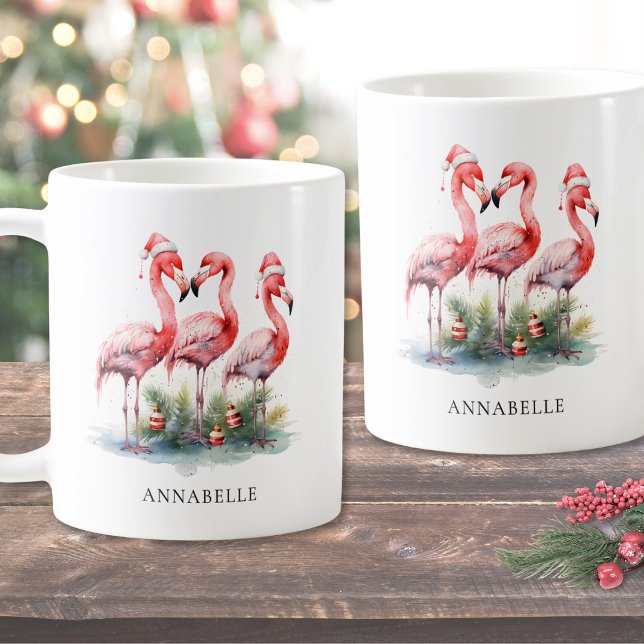 Mug Noël tropical personnalisé (Personalized Tropical Beach Christmas Coffee Mug)