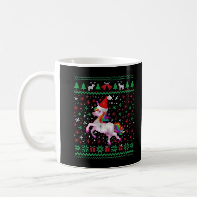 Mug Noël Unicorne tenue Funny Noël Motif U (Gauche)