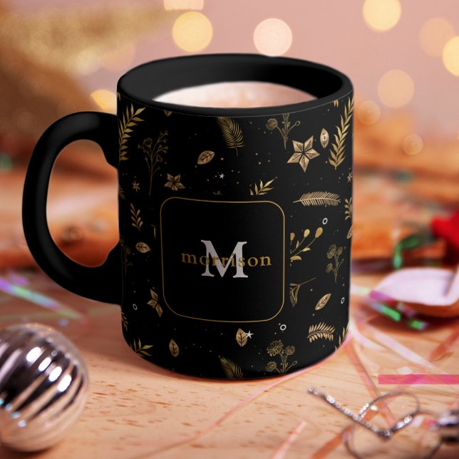 Mug Noël Vacances d'hiver moderne or Arche Monogramme (Créateur téléchargé)