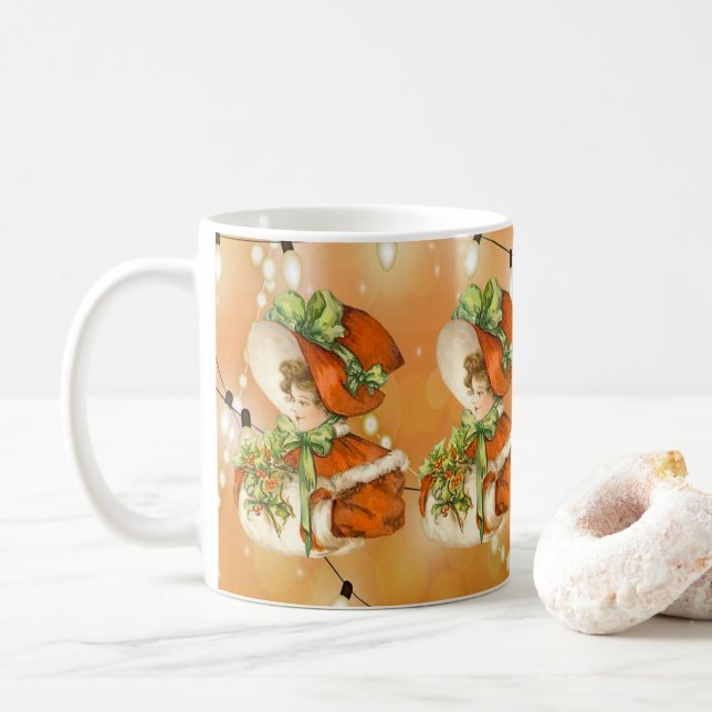 Mug Noël victorienLady Orange Arrière - plan avec lumi (Avec donut)
