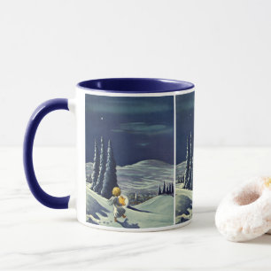Mug Noël vintage, Ange de la Neige Marcher avec une ét