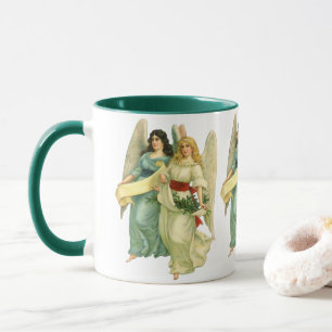 Mug Noël vintage, anges victoriens angéliques