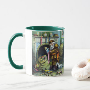 Mug Noël vintage, bas du Père Noël avec jouets