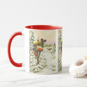 Mug Noël Vintage, boîtes aux lettres dans le paysage h