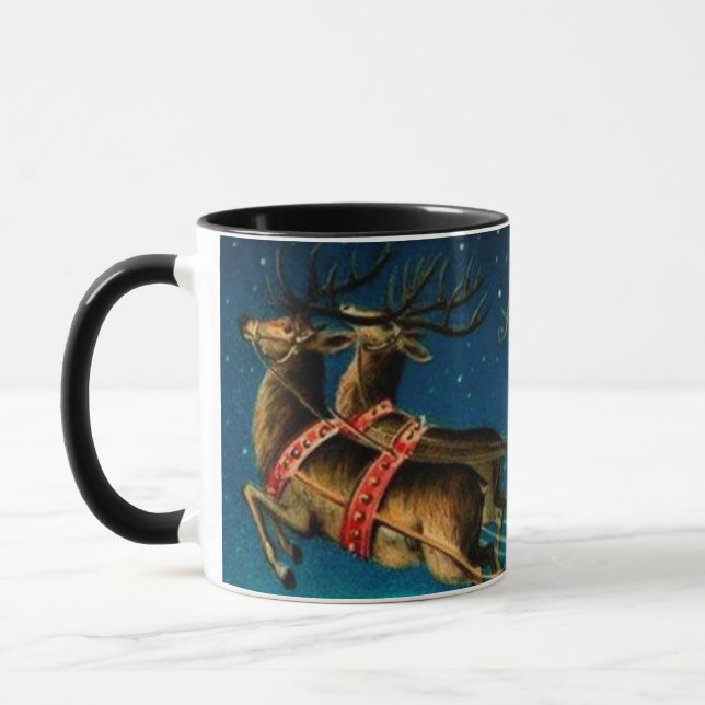 Mug Noël vintage du Père Noël Sleigh (Gauche)
