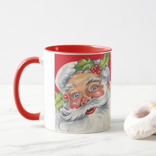 Mug Noël Vintage, joyeux Père Noël avec son chapeau