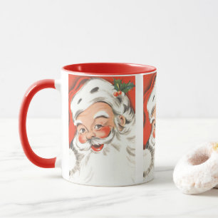 Mug Noël Vintage, joyeux Père Noël avec sourire