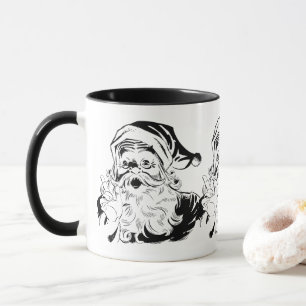 Mug Noël vintage, joyeux Père Noël rétro, noir