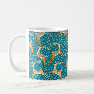 Mug Noël vintage motif sans couture avec rennes.