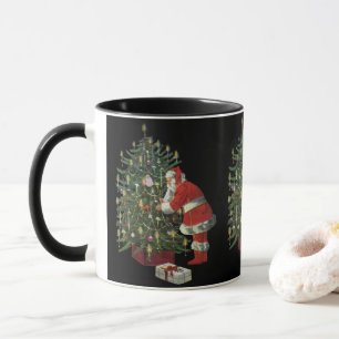 Mug Noël vintage, Père Noël avec des cadeaux