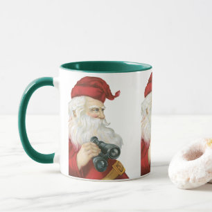 Mug Noël vintage, Père Noël avec jumelles