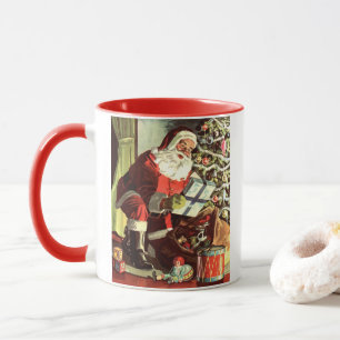 Mug Noël vintage, Père Noël rétro avec cadeaux