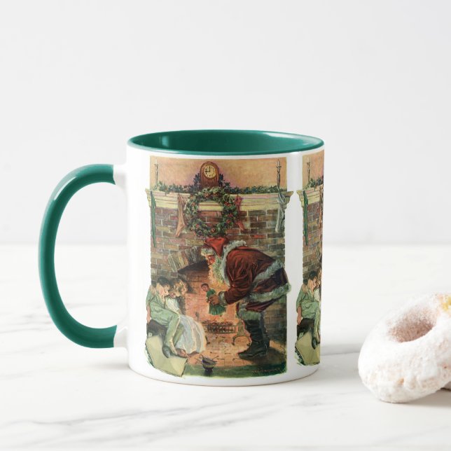 Mug Noël Vintage, Père Noël Victorien Enfants (Avec donut)