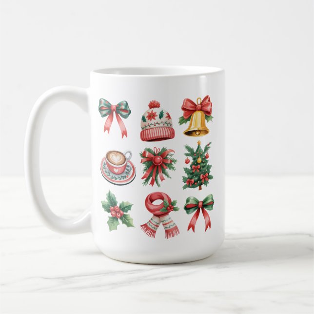 Mug Noël Vintage Prépa Fête Coquette Arc Xmas (Gauche)