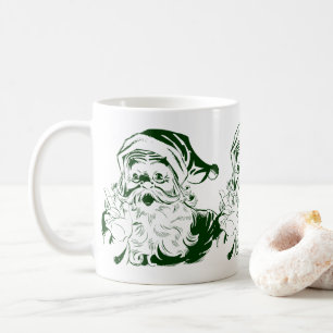 Mug Noël Vintage, Retro Jolly Santa Claus Green