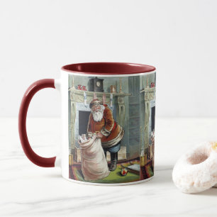 Mug Noël vintage, Saint Nicolas au coin du feu
