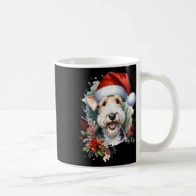 Mug Noël Wire Fox Terrier Chien Aquarelle  (Droite)