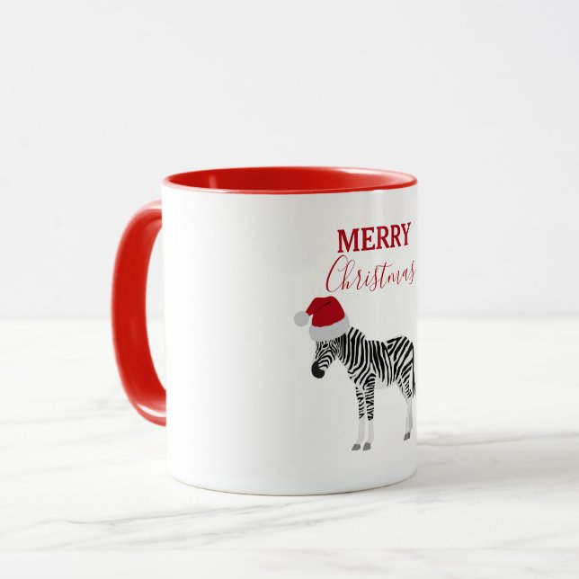 Mug Noël Zebra Funny Animal avec Santa Hat (Devant gauche)