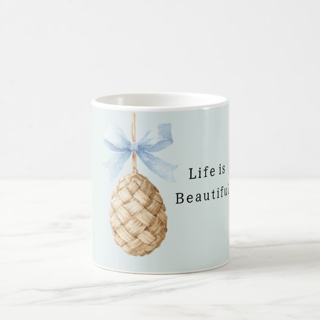 Mug Nœud Bleu Œuf Tissage Panier (Centre)