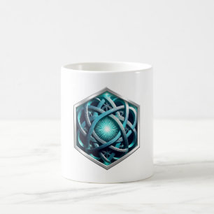 Mug Nœud celtique bleu et argent avec soleil éclatant