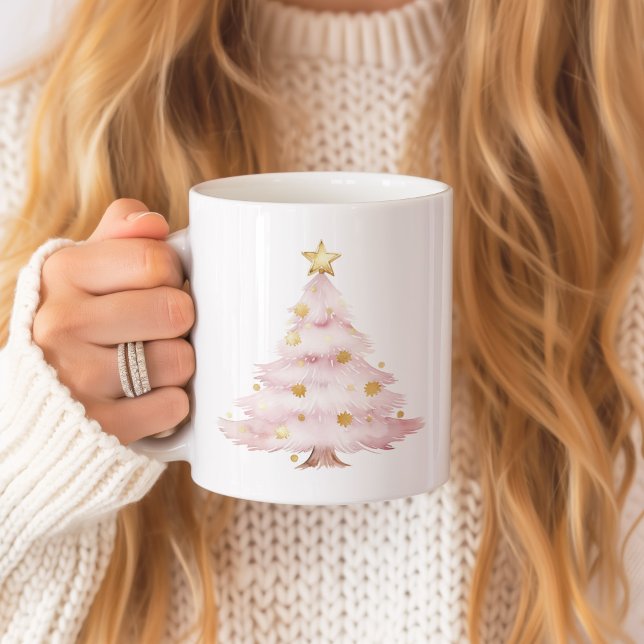 Mug Nœud de l'arbre de Noël rose (Pink Christmas Trees Mug)