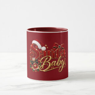 Mug Noeud de Noël Bébé Santa Or Rouge