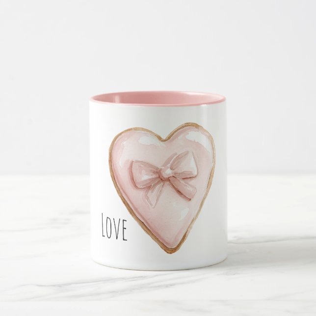 Mug Nœud en forme de cœur rose tendre (Centre)