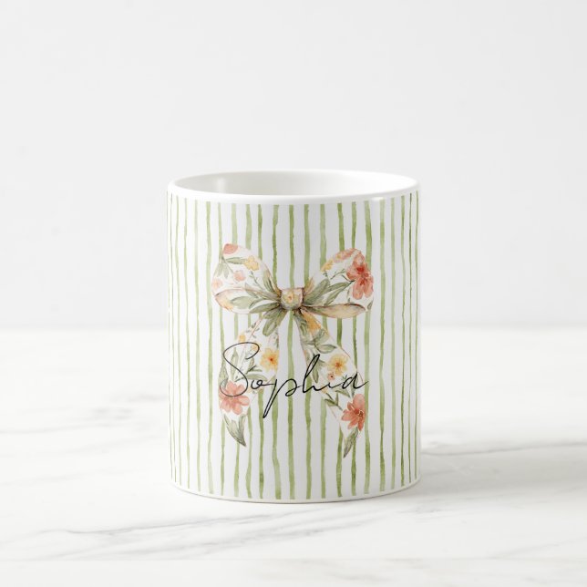 Mug Nœud floral à rayures vertes (Centre)