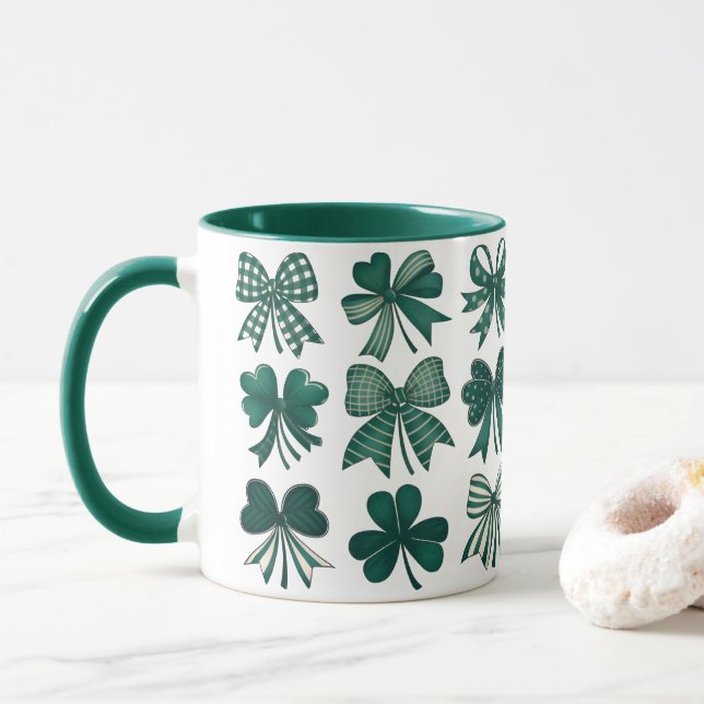 Mug Nœuds Coquette de la Saint-Patrick Shamrocks (Avec donut)