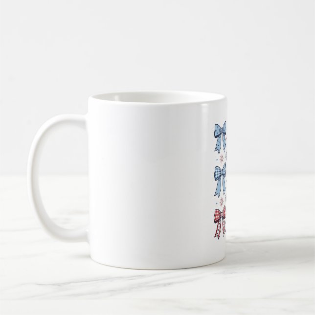 Mug Nœuds Coquette Patriotique Design Vectoriel Vintag (Gauche)