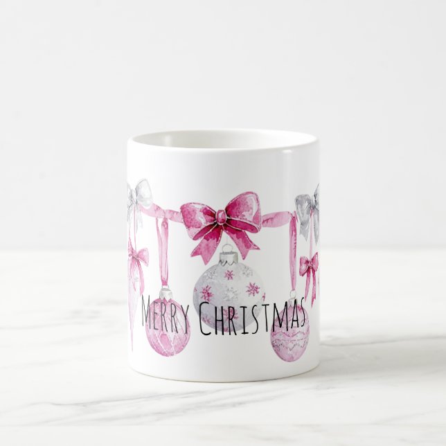 Mug Nœuds Ornements Rose Noël  (Centre)