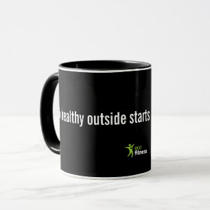 Mug noir 11 oz   Eco Fitness saine à l'intérieur