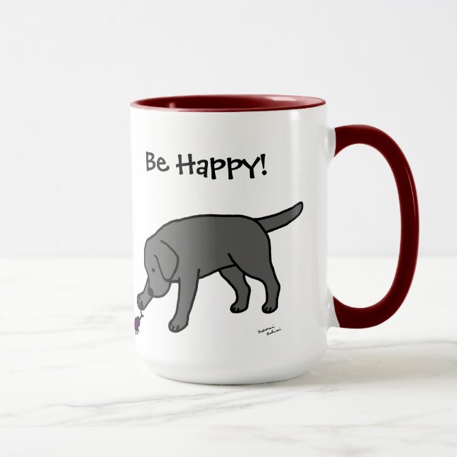 Mug Noir amical Labrador de bande dessinée de (Droite)