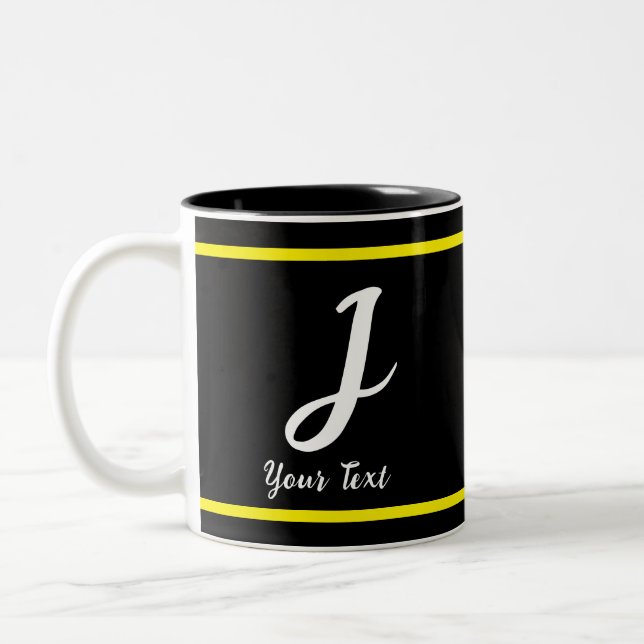 Mug noir avec lettre J (Gauche)