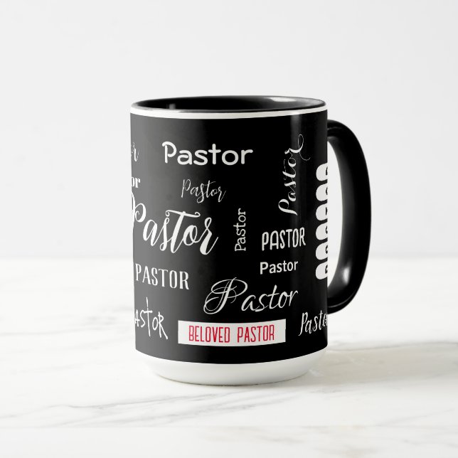 Mug Noir avec police blanche signature Pasteur bien-ai (Devant droit)
