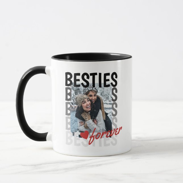 Mug Noir Besties Ombre Typographie Photo Overlap (Gauche)