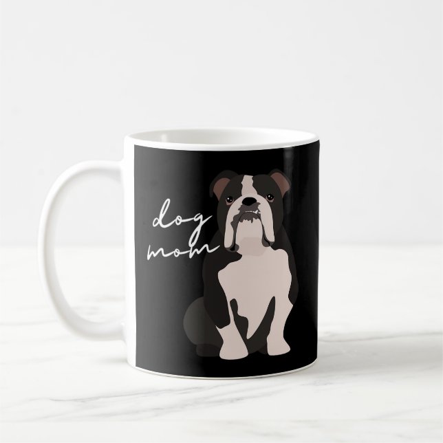 Mug Noir Blanc Anglais Bulldog Chien Maman (Gauche)