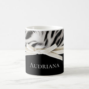 Mug Noir Blanc Chic Zebra Print Bow