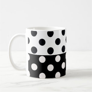 Mug Noir Blanc demi-couleur fractionné en Pois Inverse