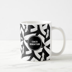 Mug noir blanc école couleurs volleball entraîneur cad