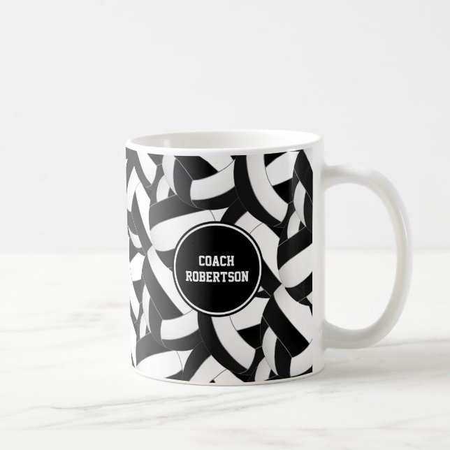 Mug noir blanc école couleurs volleball entraîneur cad (Droite)