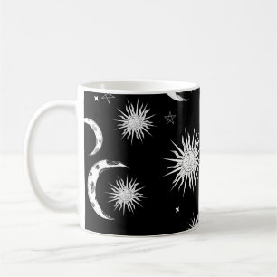 Mug Noir & Blanc Fantaisiste Soleil Lune & Étoiles