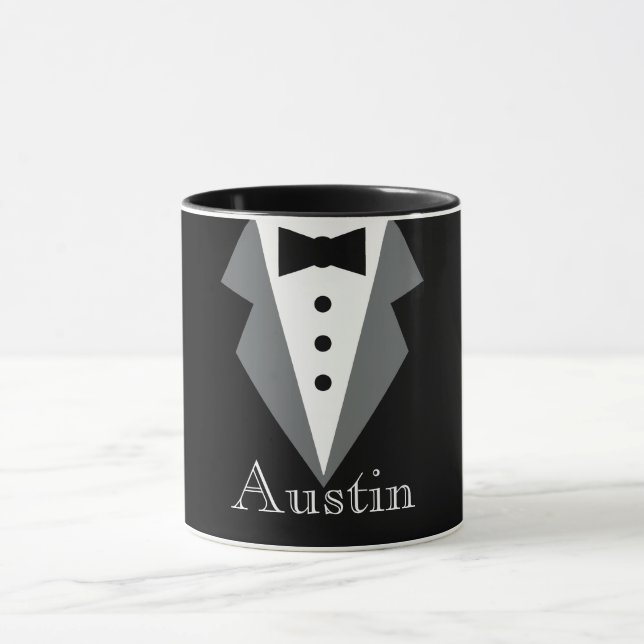 Mug Noir Blanc Formal Tuxedo Personnalisé (Centre)