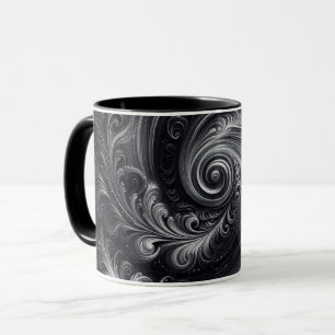 Mug Noir Blanc Gris Abstrait Moderne Simple Tourbillon